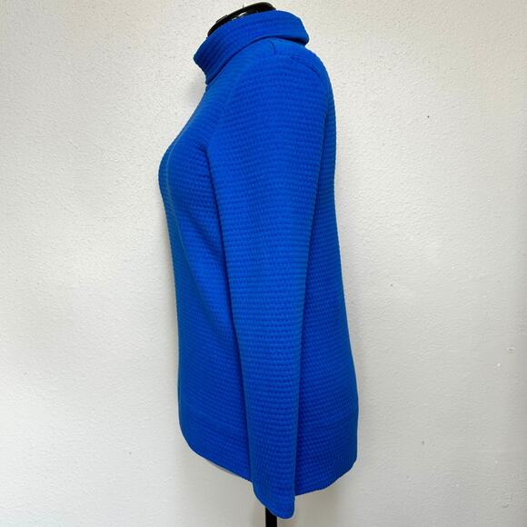 T by Talbots Bubble Jacquard Quilted Mockneck Pullover High-Low Hem Sz: M - Picture 2 of 7